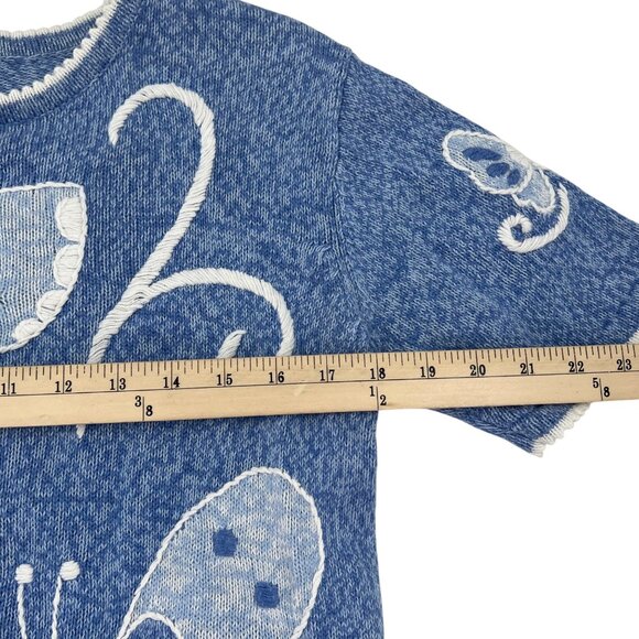 Christopher & Banks Hand Embroidered Vintage Sweater M Short Sleeves Butterflies - Picture 5 of 7